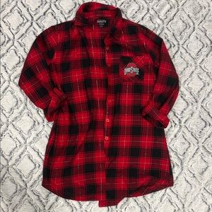Ohio State Women's Red and Black Plaid Button Down Shirt